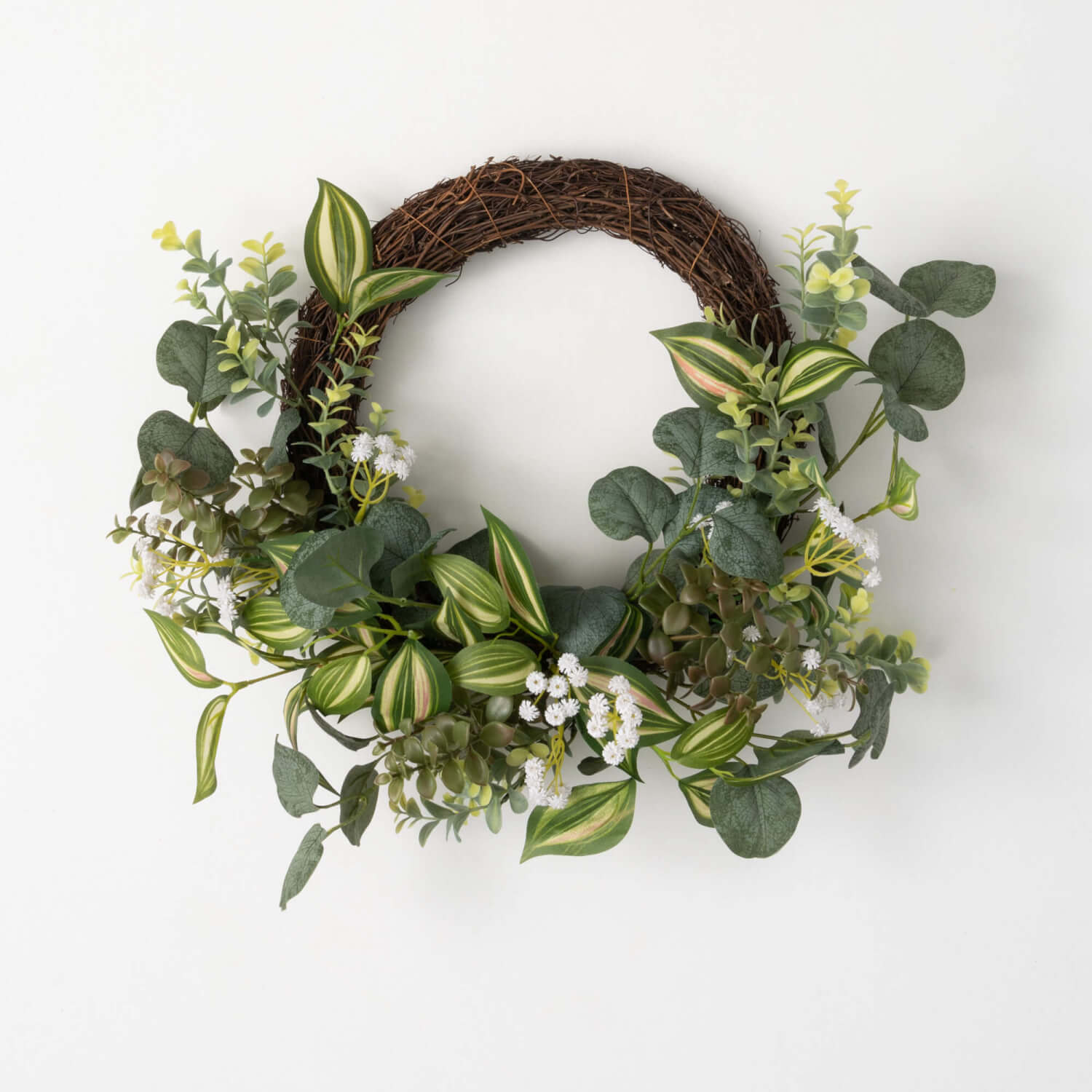 20" MIXED GREEN HALF WREATH