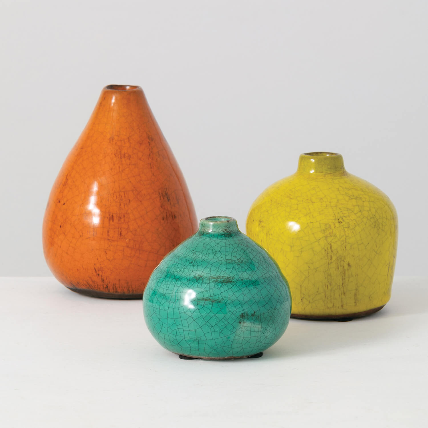 COLORFUL GLOSSY VASE SET OF 3