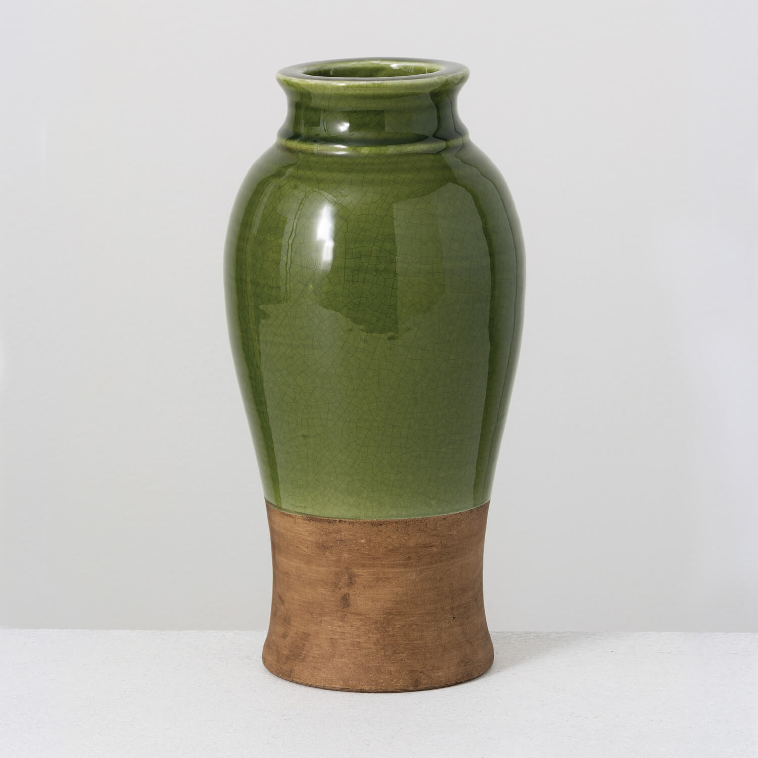 GREEN GLOSSED VASE