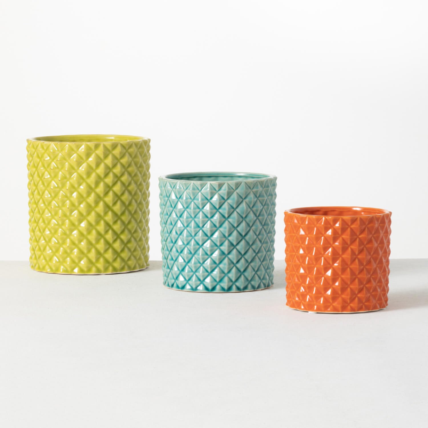 MULTI-COLORED PLANTER SET OF 3