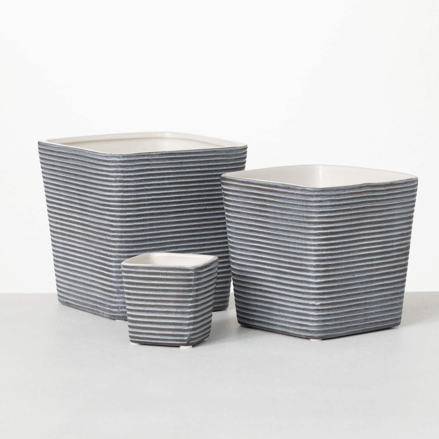 STRIPE SQUARE PLANTER SET OF 3