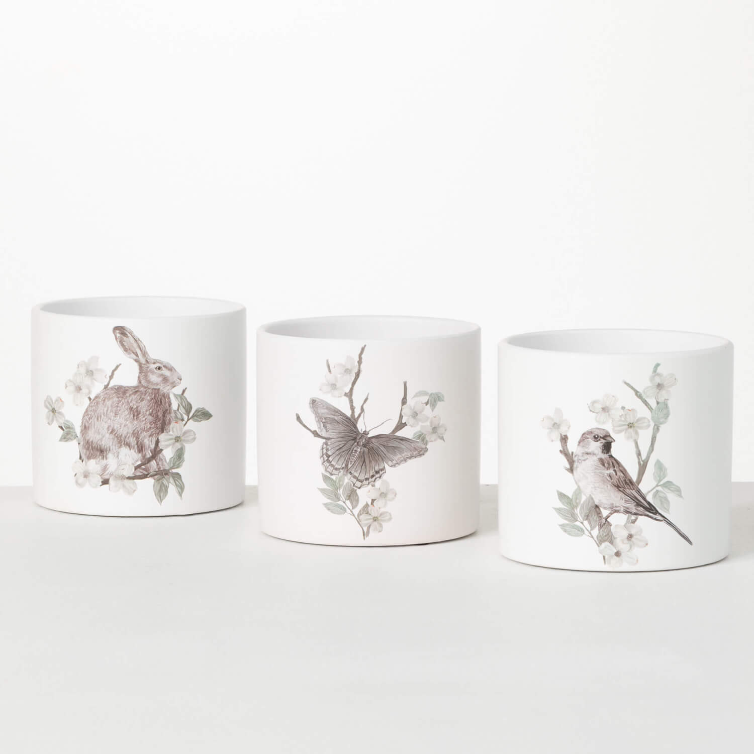 SPRING PRINT DECORATIVE POTS