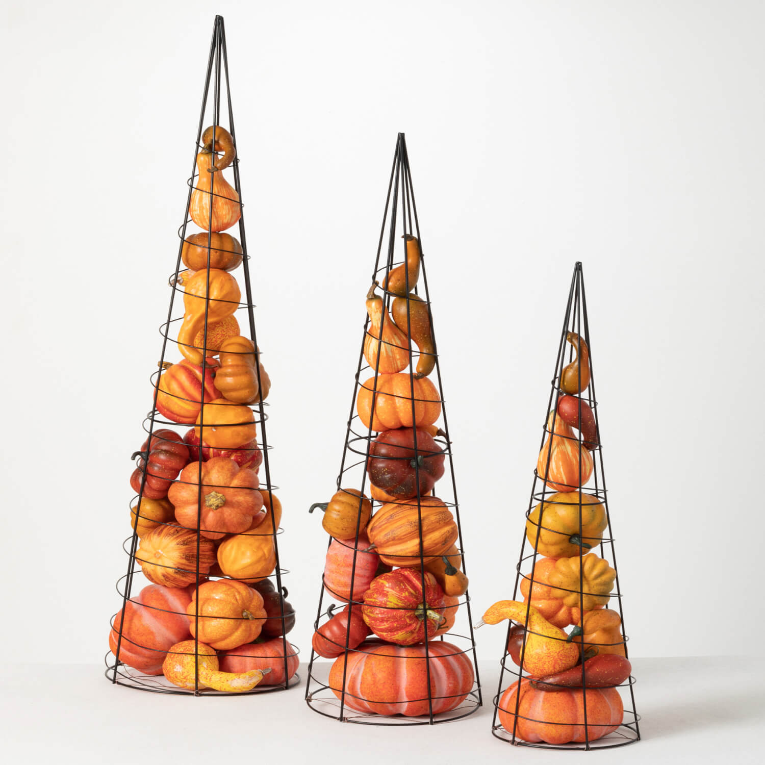 WIRE TOPIARY PUMPKIN SET OF 3