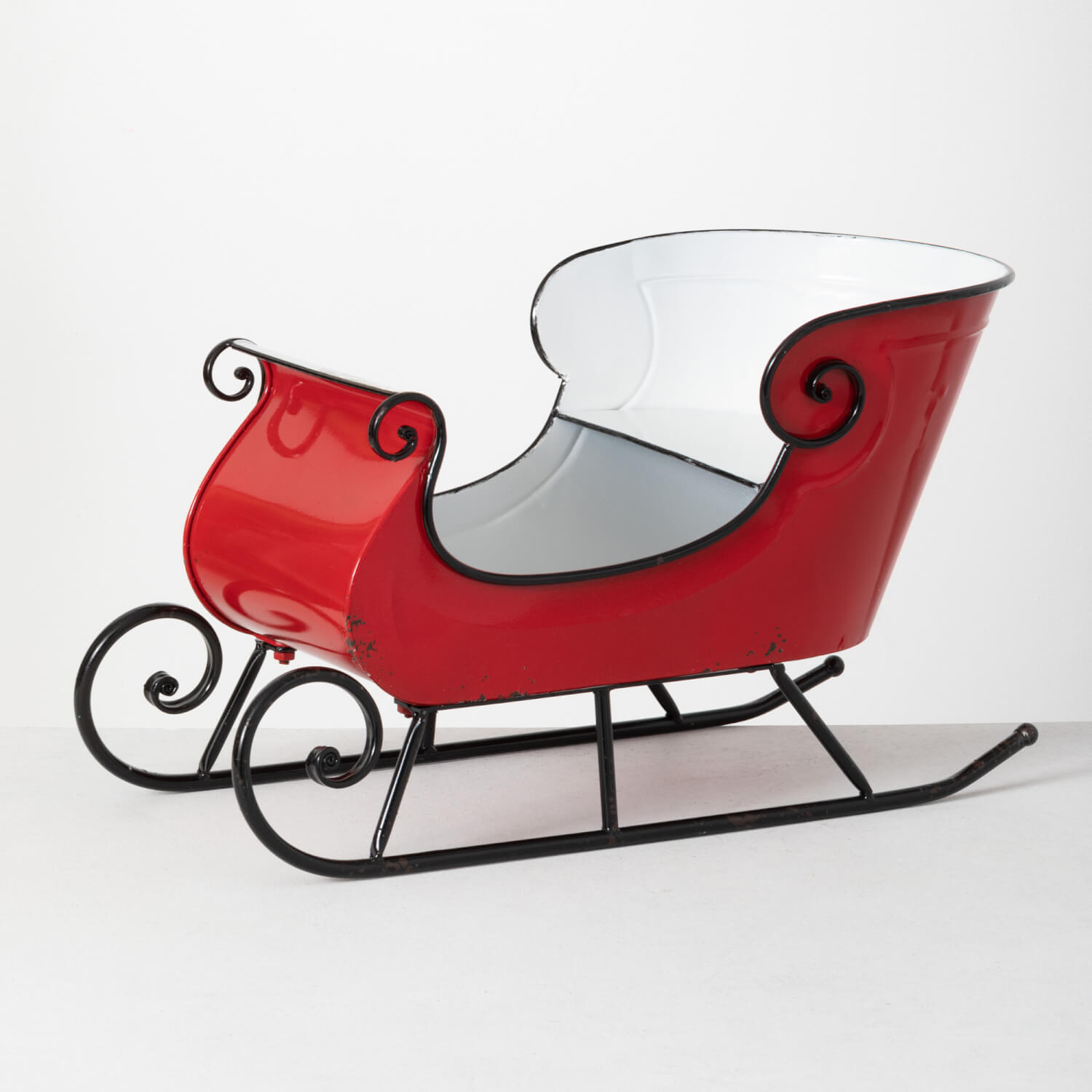 RED METAL TABLETOP SLEIGH