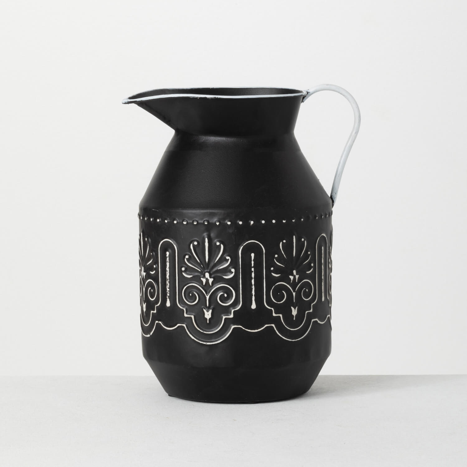 EMBOSSED METAL BLACK VASE