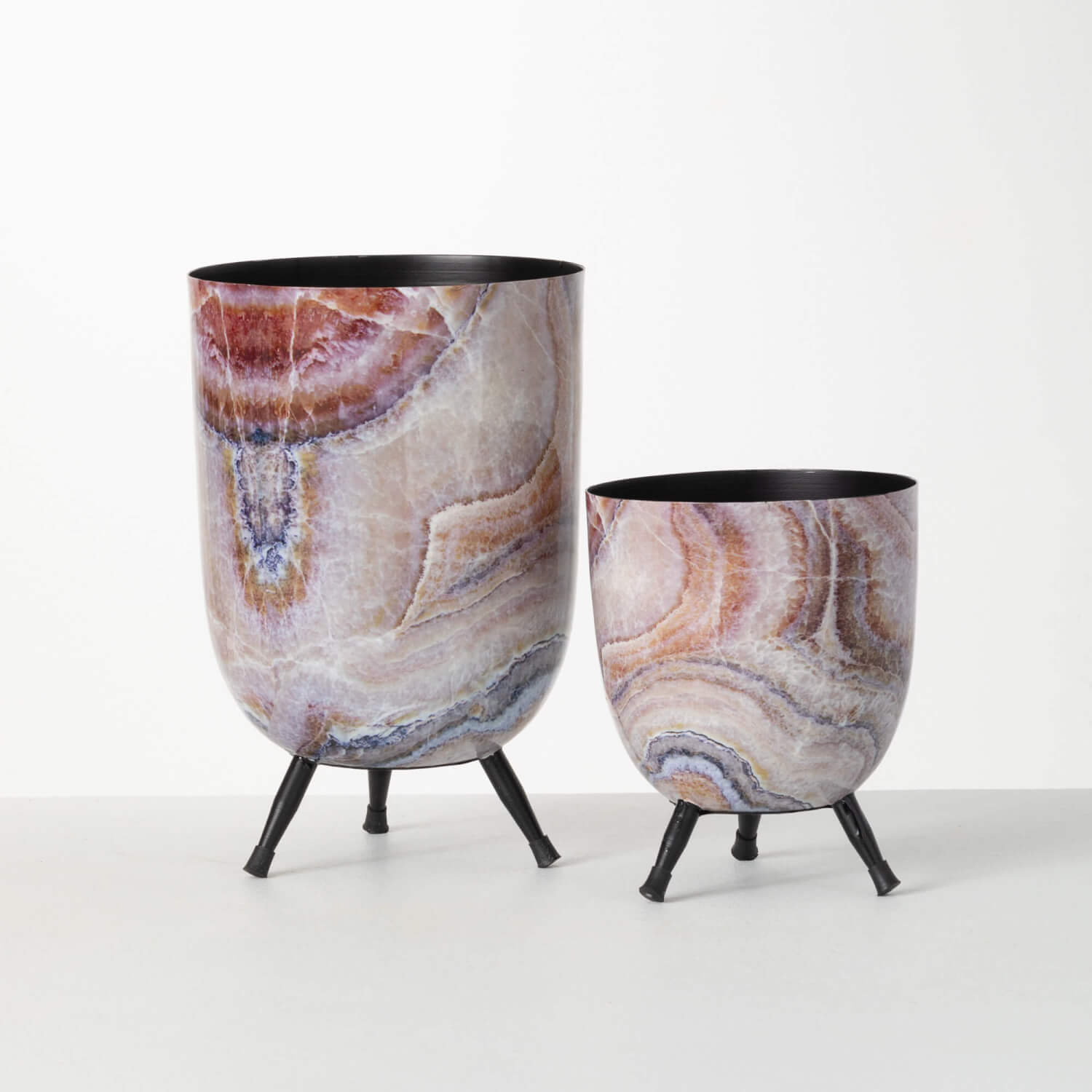 MARBLEIZED DECO FOOTED POT SET