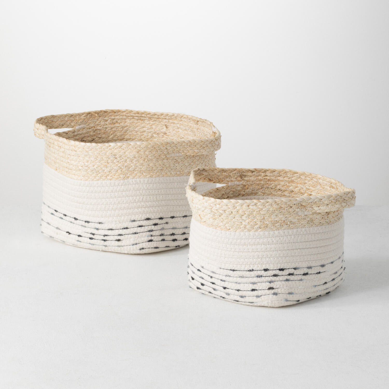 WHITE AND GRAY BASKET SET 2