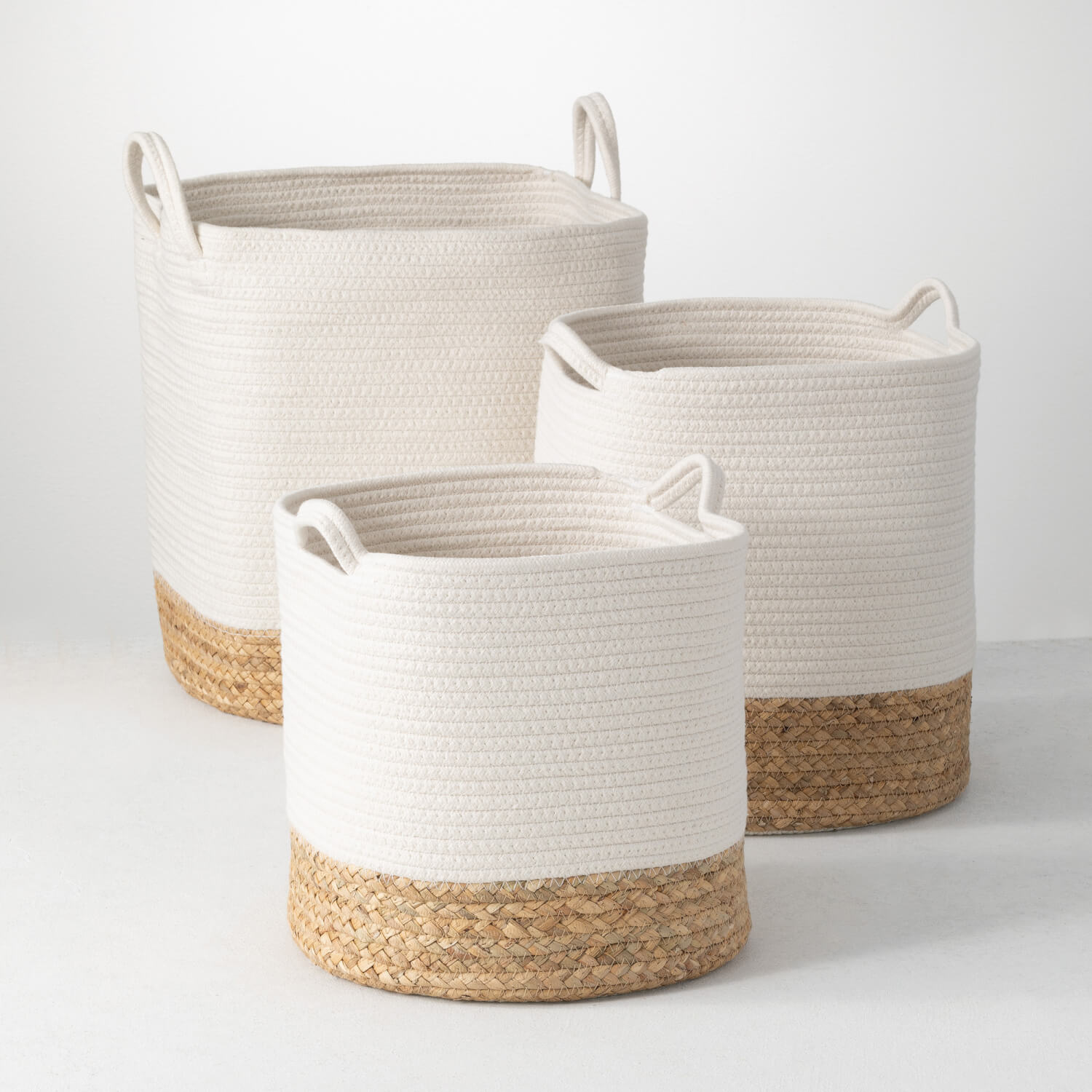 WOVEN TOTE BASKET SET 3