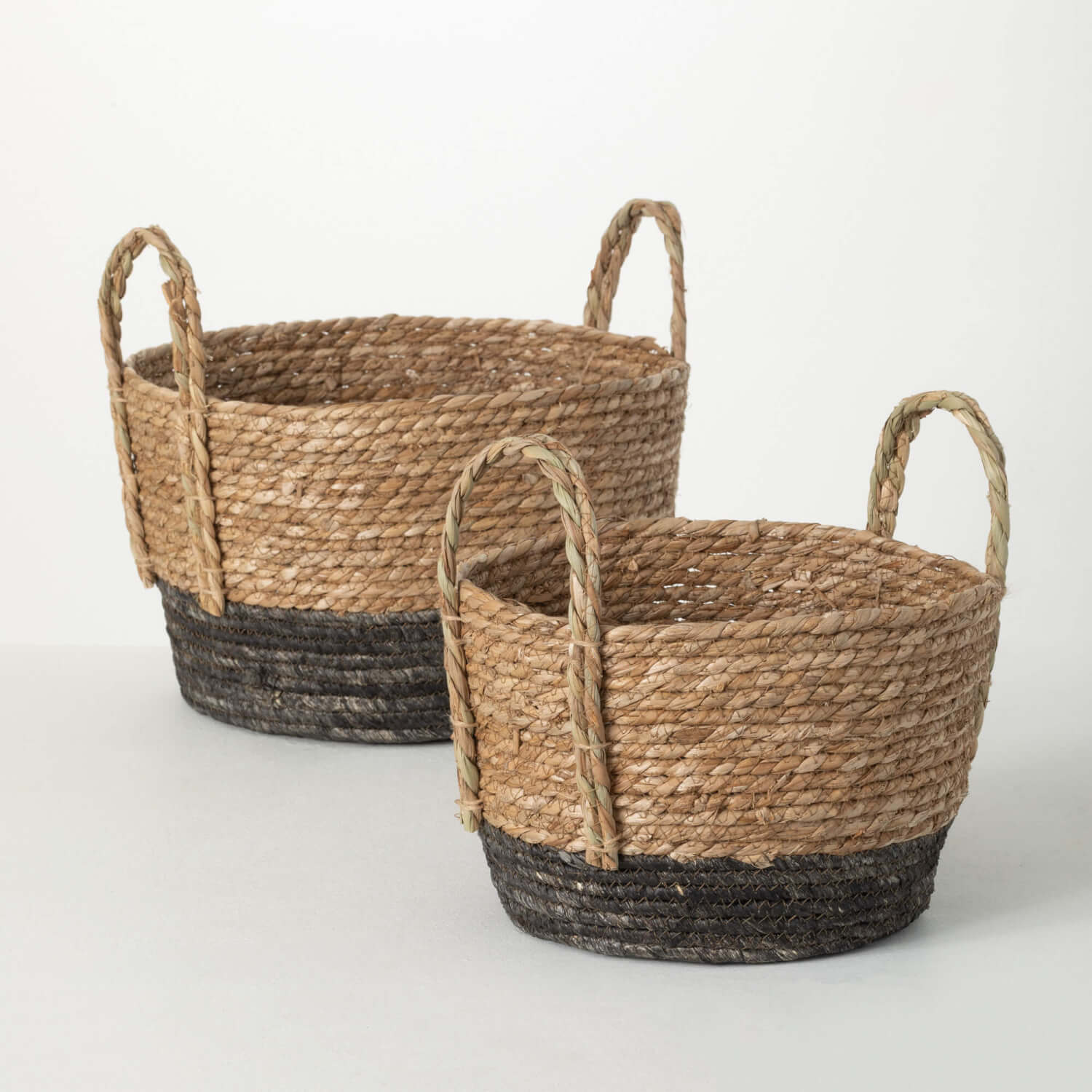 RATTAN HANDLED WOVEN BASKETS