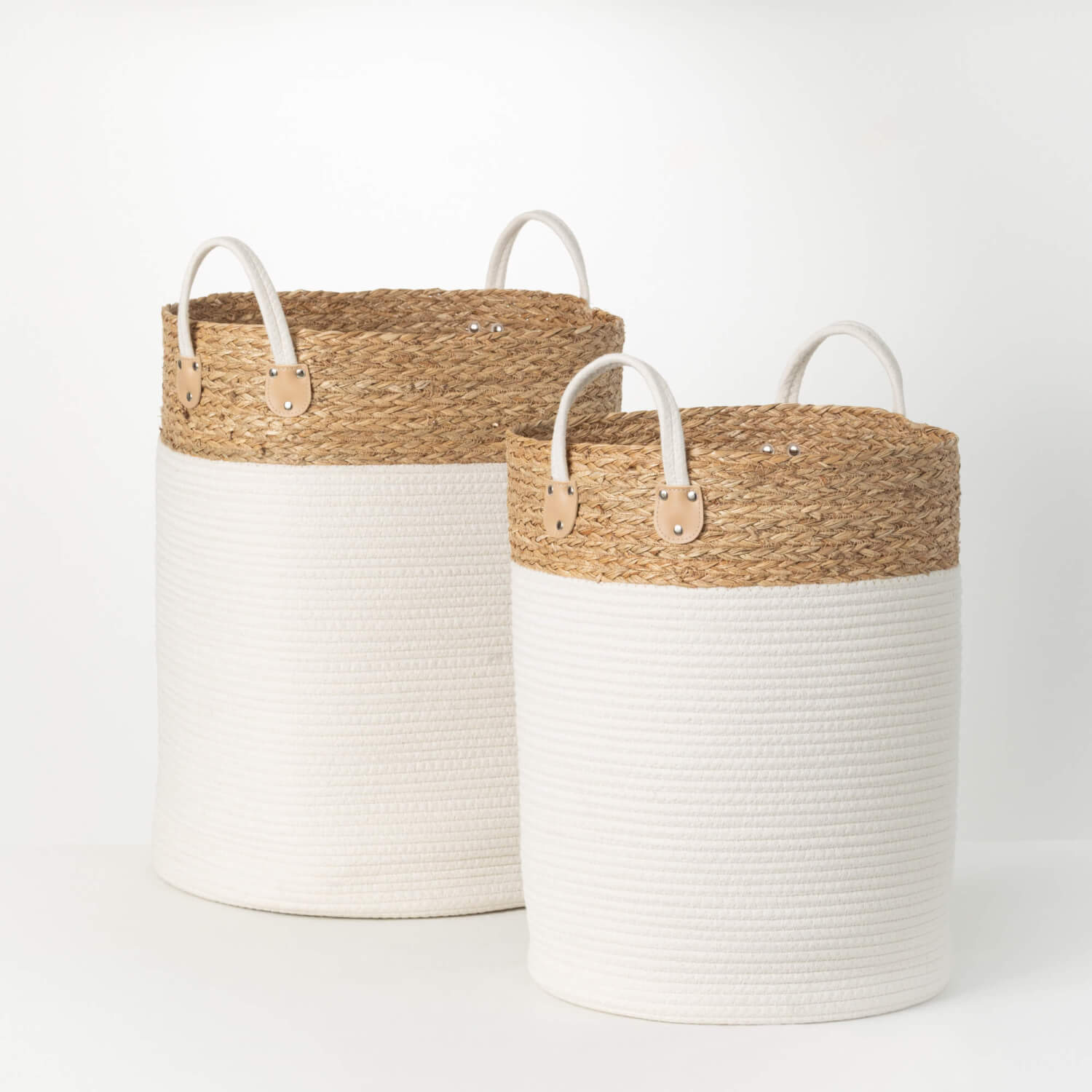 RATTAN & CANVAS HANDLED BASKET