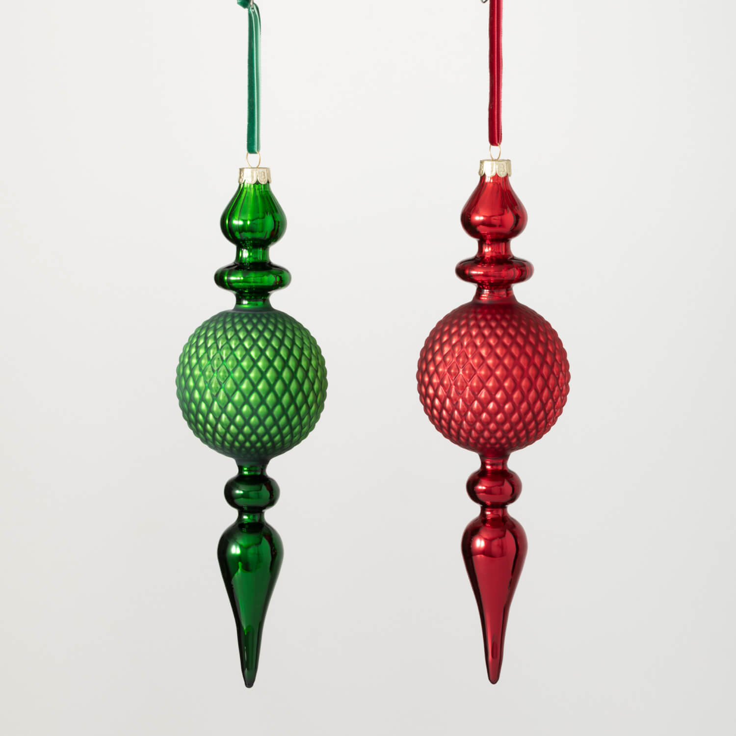 COLORED GLASS FINIAL ORNAMENT