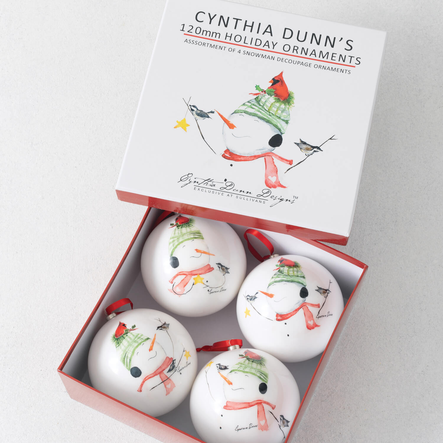 CD SNOWMEN ORNAMENT Set 4