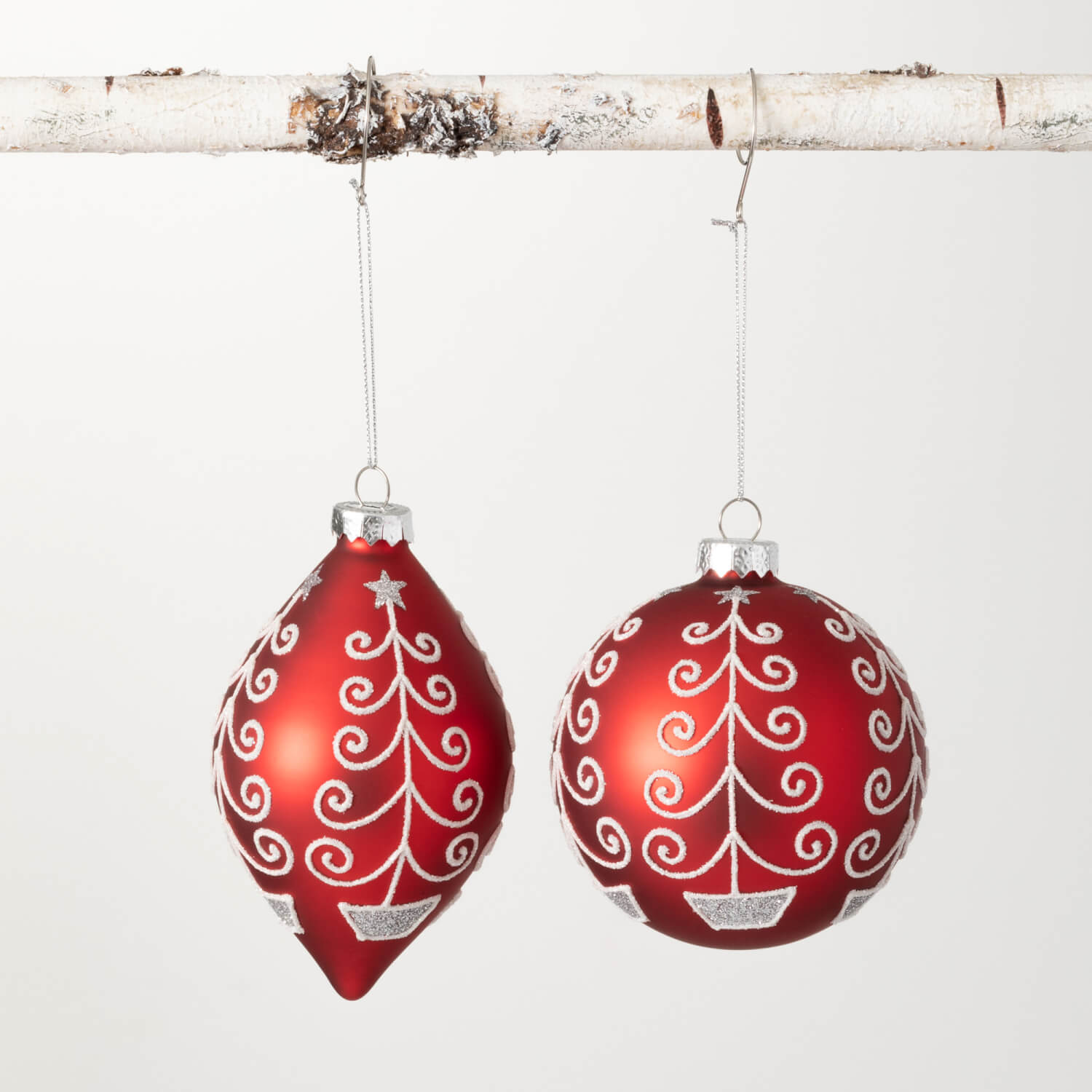 MATTE RED DROP ORNAMENT 2 ASST