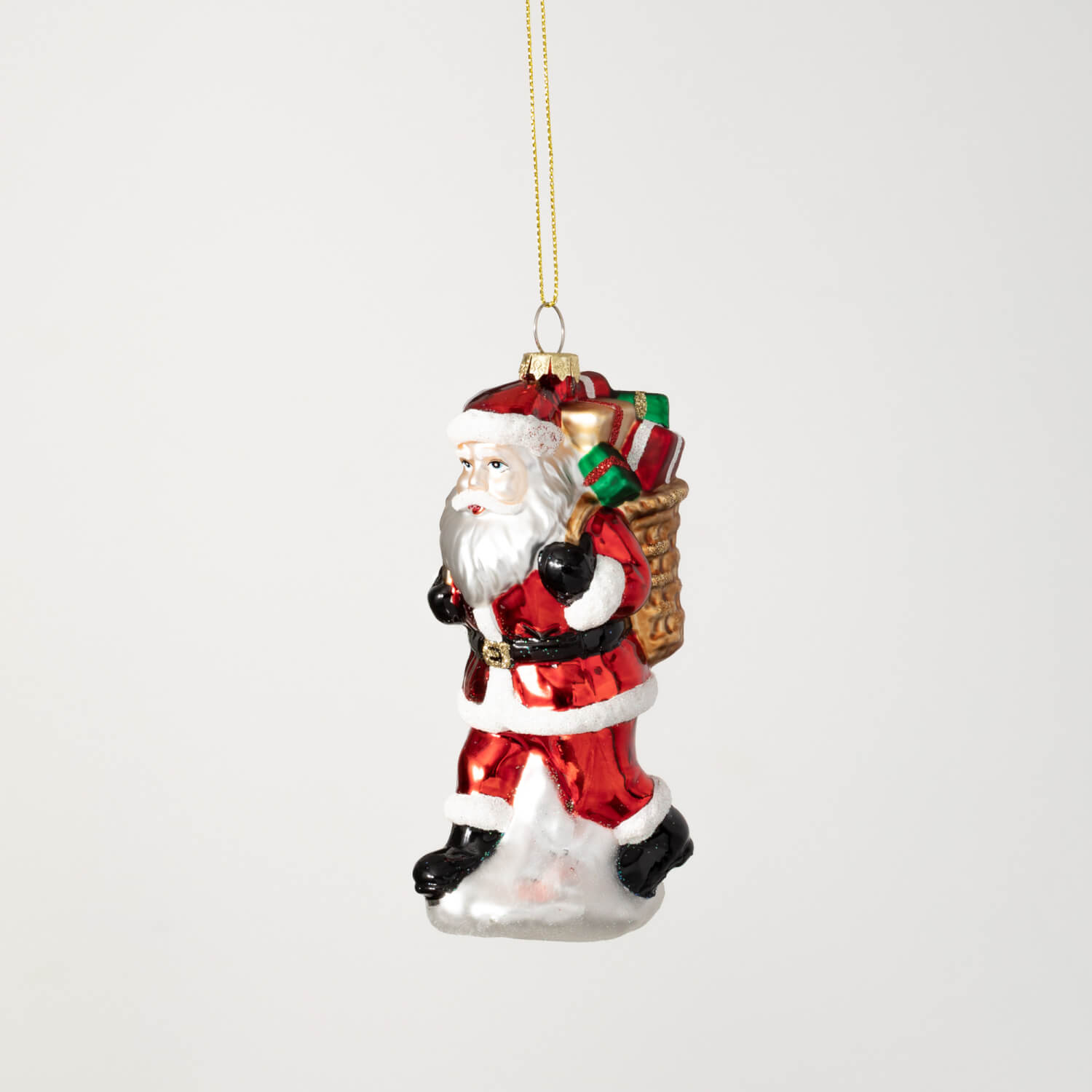 GLASS SHAPELY SANTA ORNAMENT