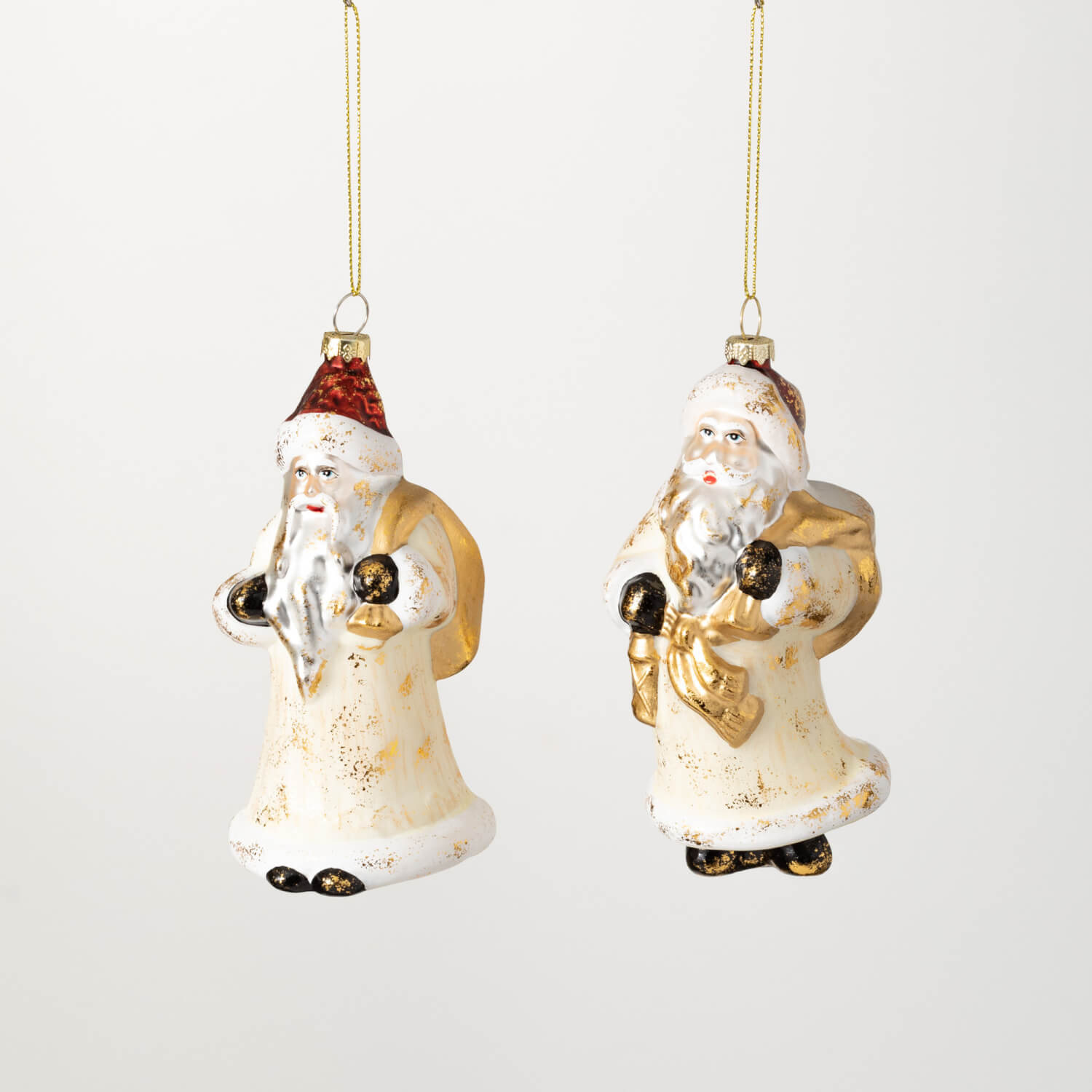 GOLD SANTA ORNAMENT 2 ASST