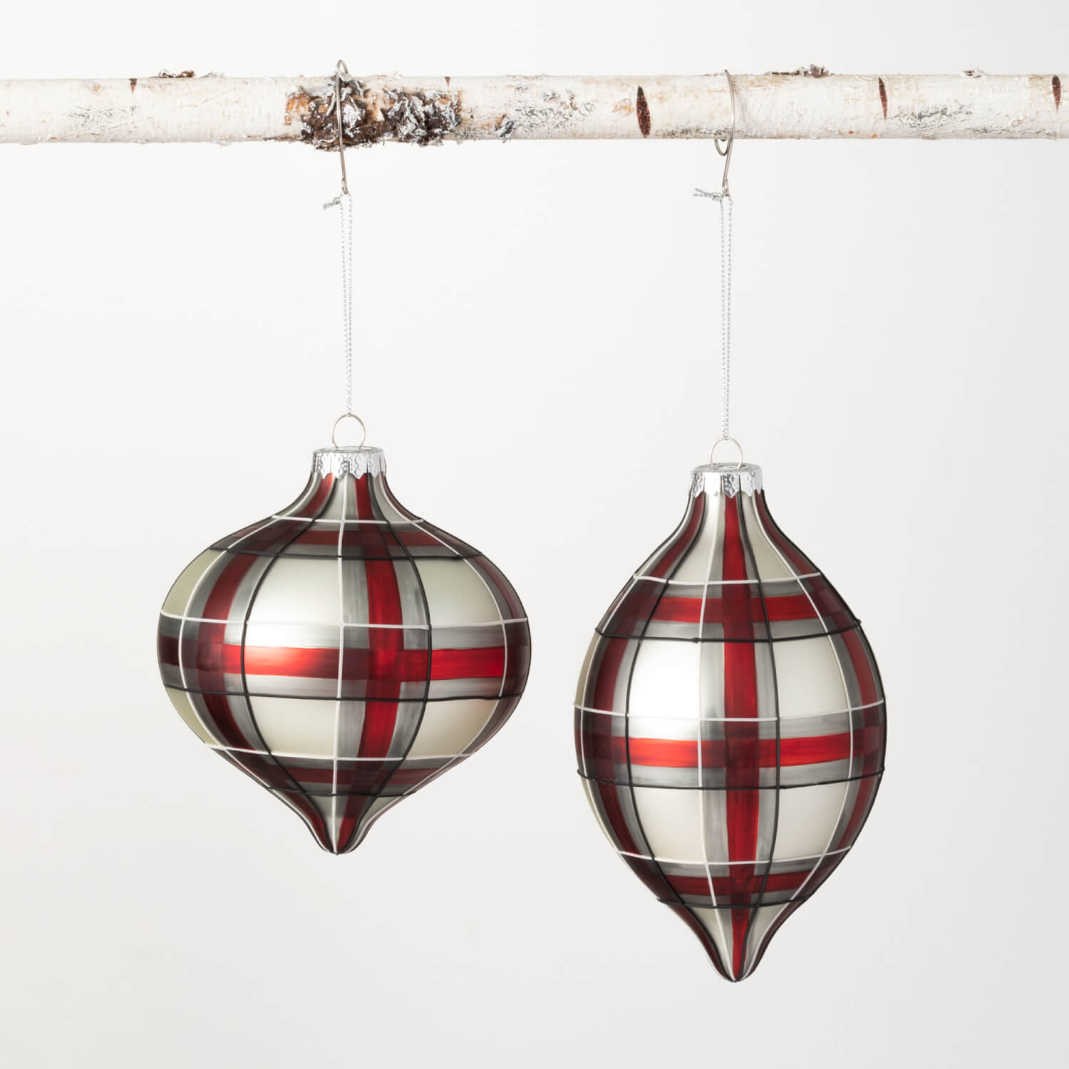 PLAID DROP ORNAMENT 2 Asst