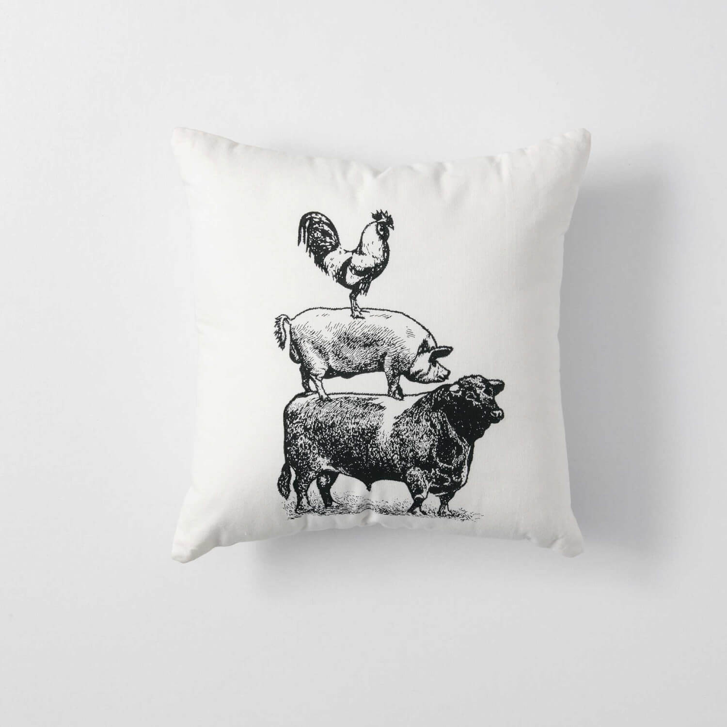 BLACK AND WHITE FARM PILLOW