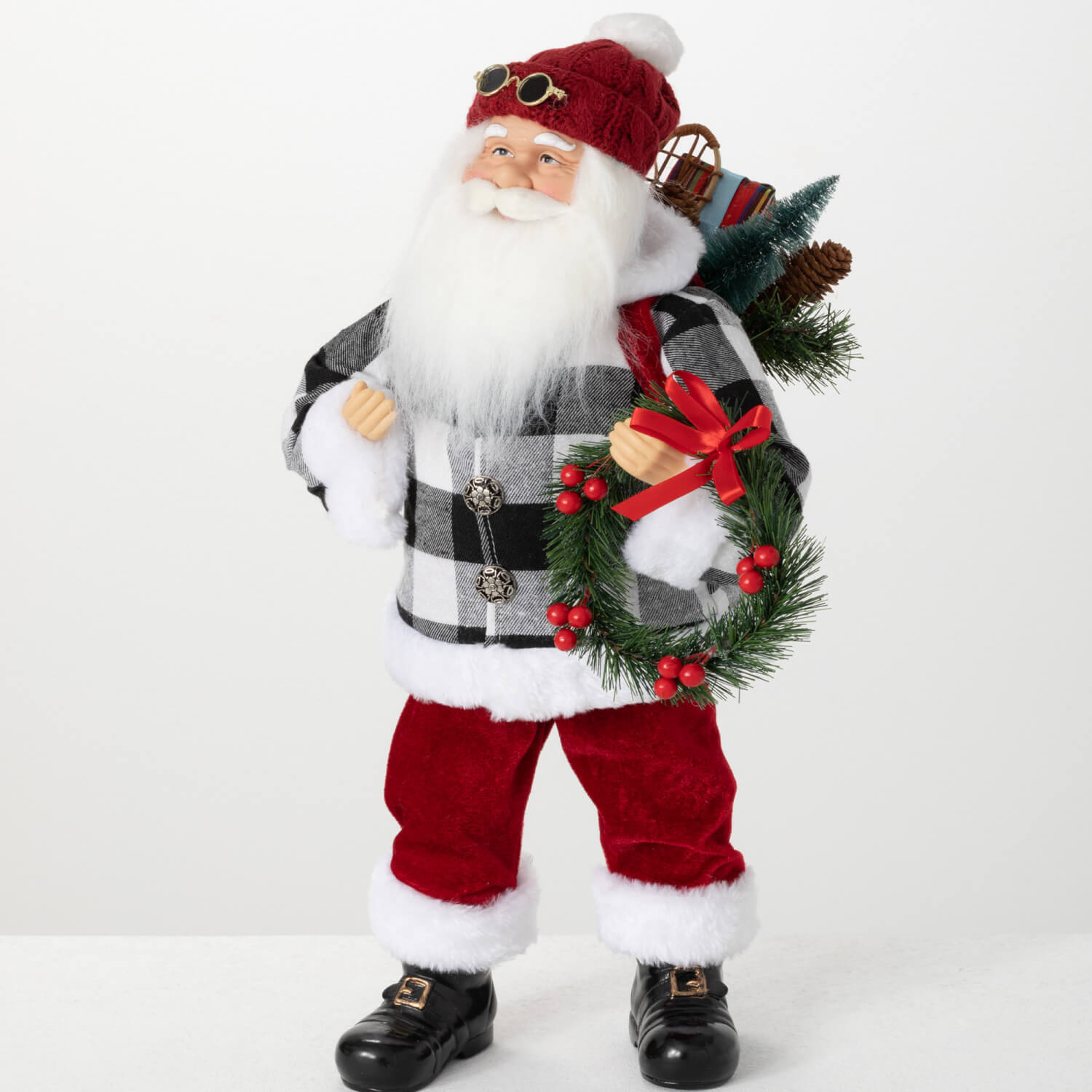 PLAID SANTA FIGURINE