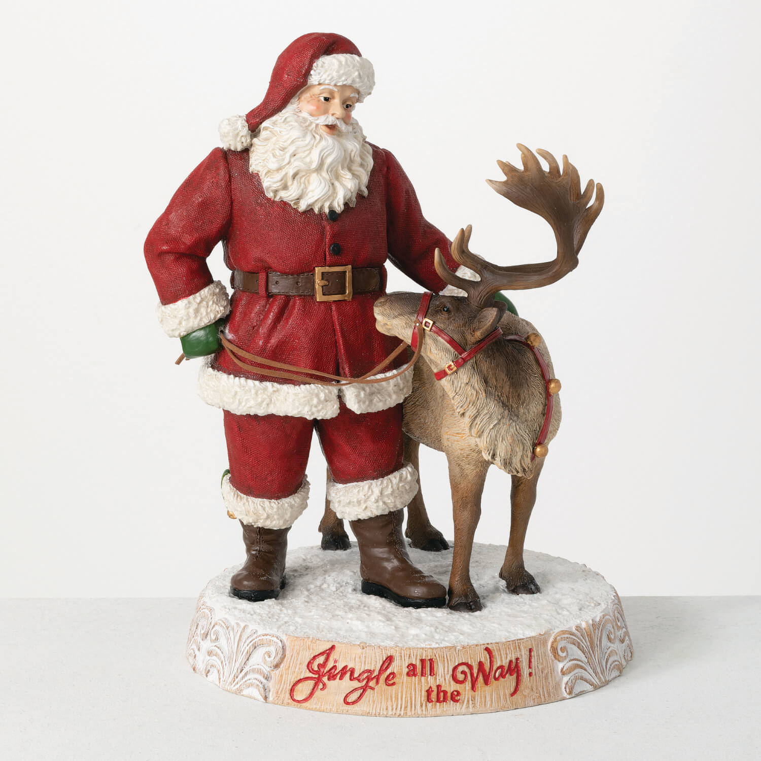 SANTA WITH DEER FIGURINE