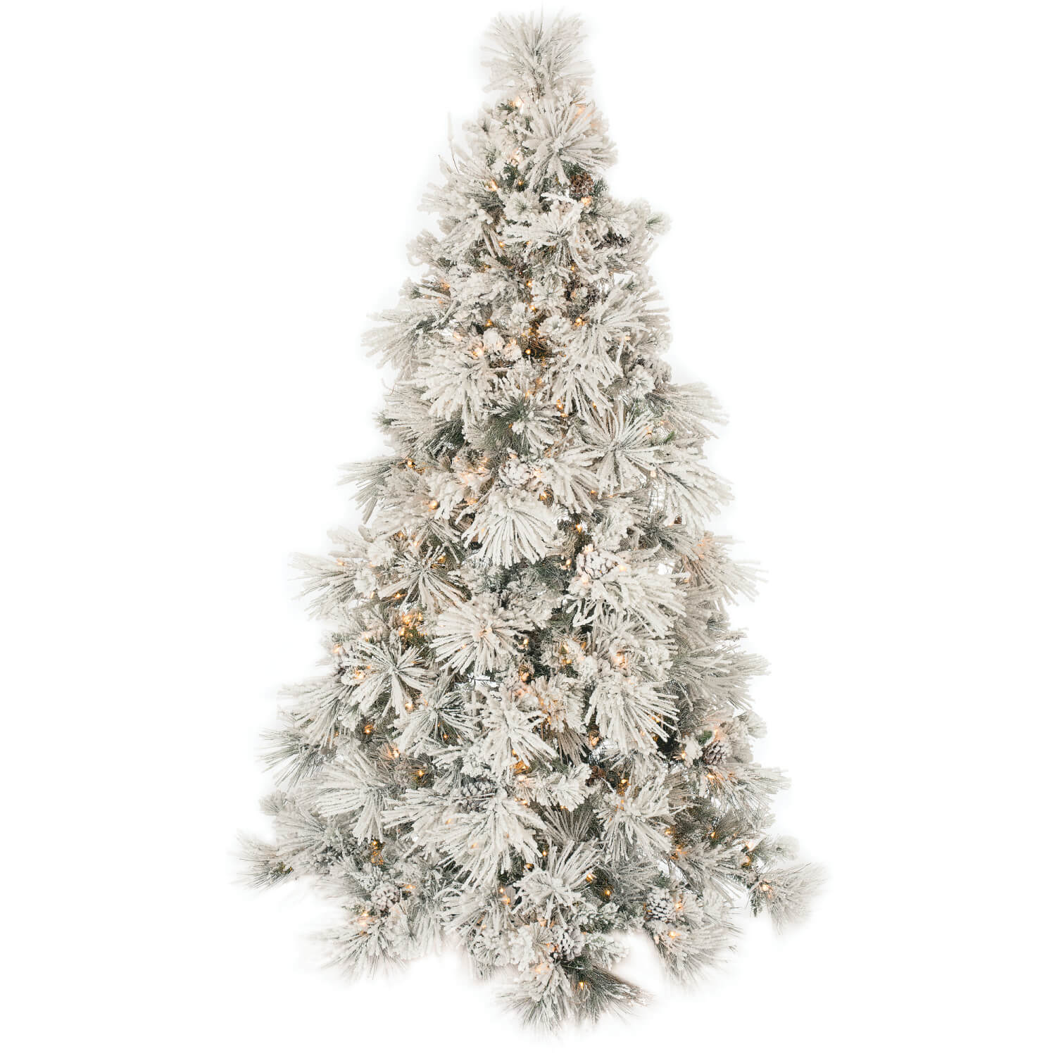 9'H FLOCKED LIGHTED PINE TREE