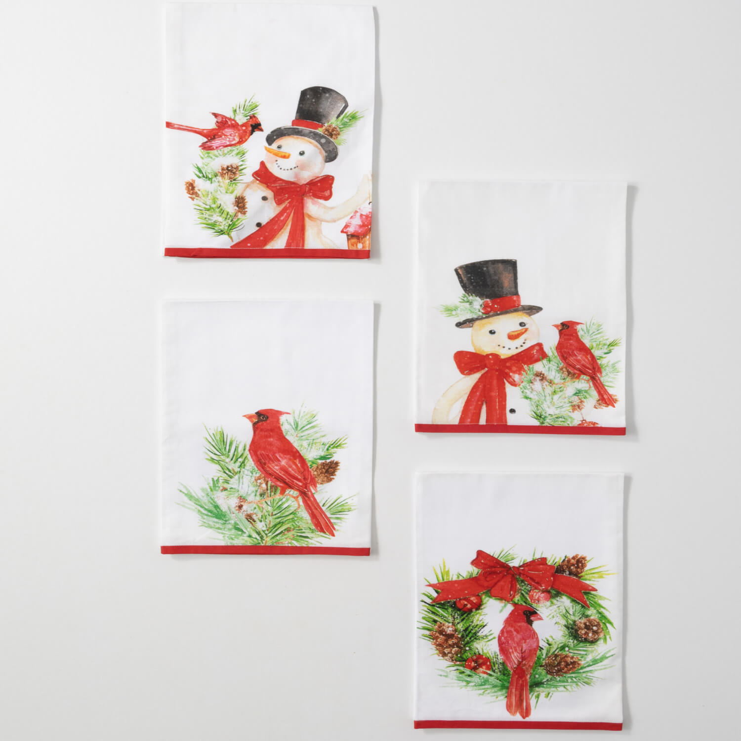 SNOWMAN CARDINAL TOWEL Set 4