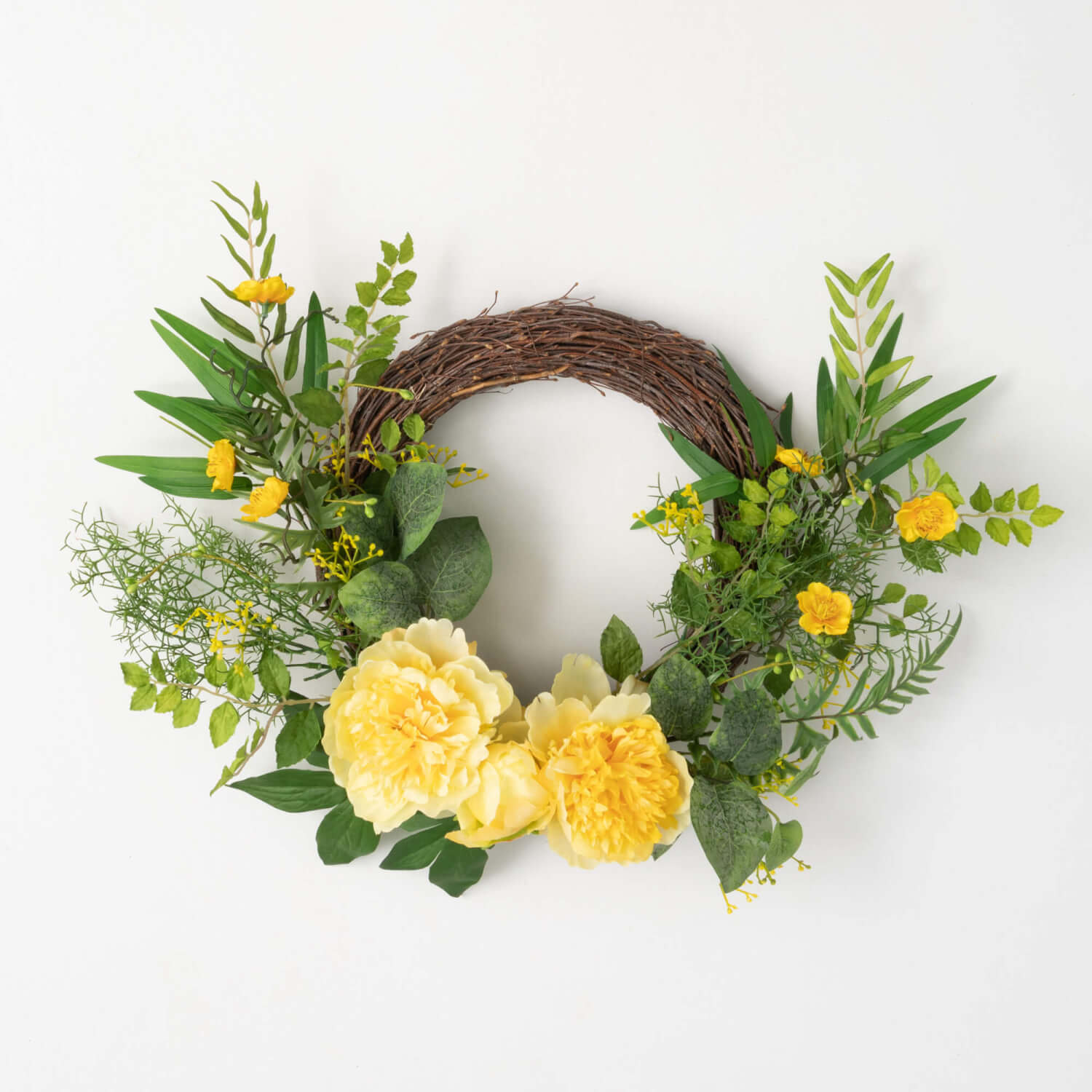 YELLOW FLORAL HALF-VINE WREATH